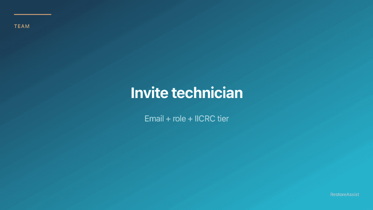 The invite technician modal with email and role fields